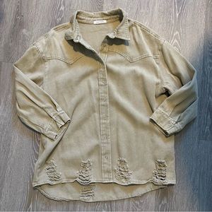 NWOT 12th Tribe Distressed Button up